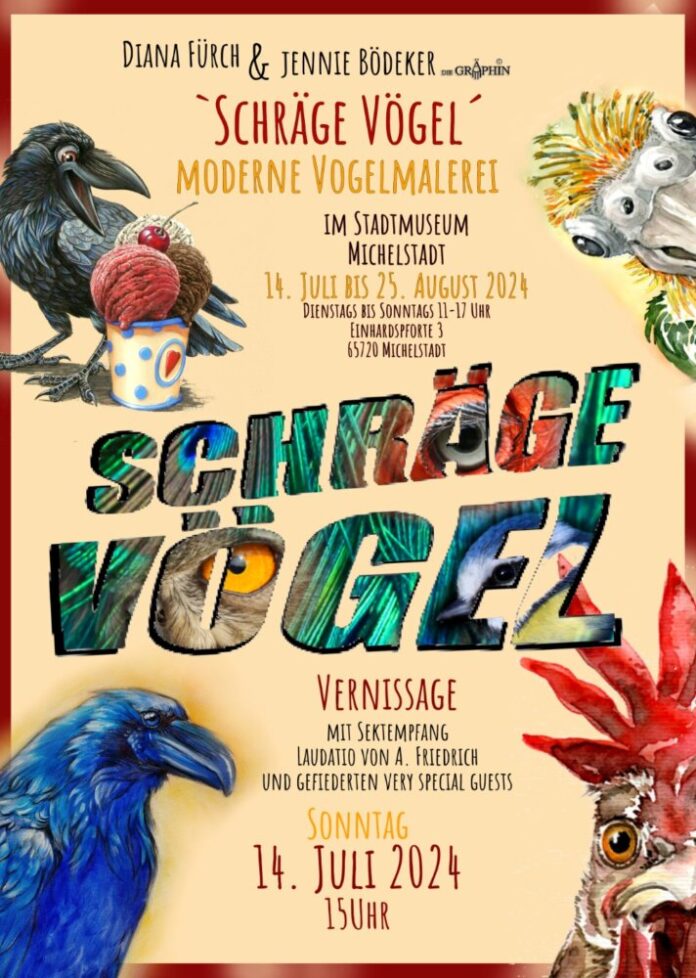 Am 14. Juli 2024 startet im Stadtmuseum Michelstadt die Ausstellung "Schräge Vögel". Bild: Kulturamt Michelstadt