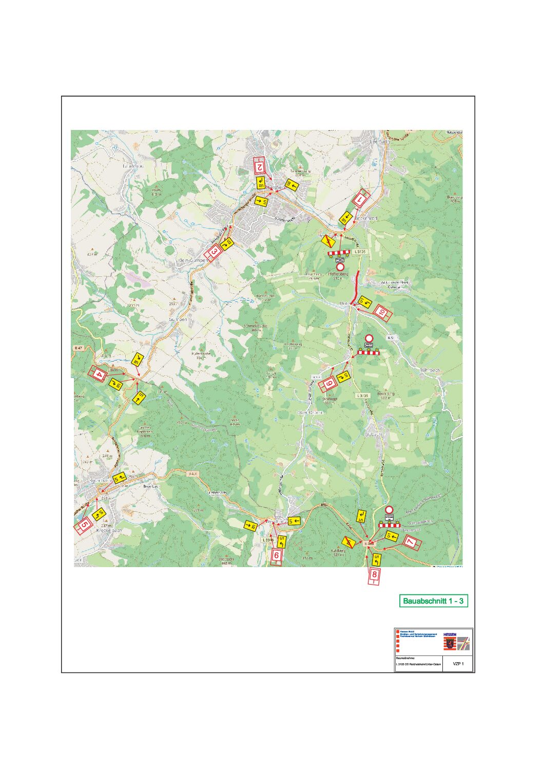 Fahrbahnerneuerung der L3105 bei Reichelsheim/Unter-Ostern Bauarbeiten unter Vollsperrung