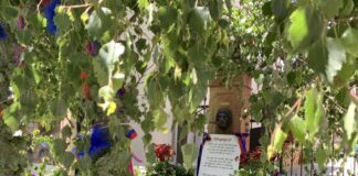 Geschmückte Pfingstbrunnen in Erbach