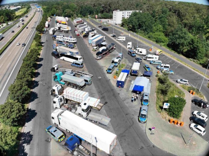 Die Kontrollstelle an der Tank- und Rastanlage Weiskichen Nord