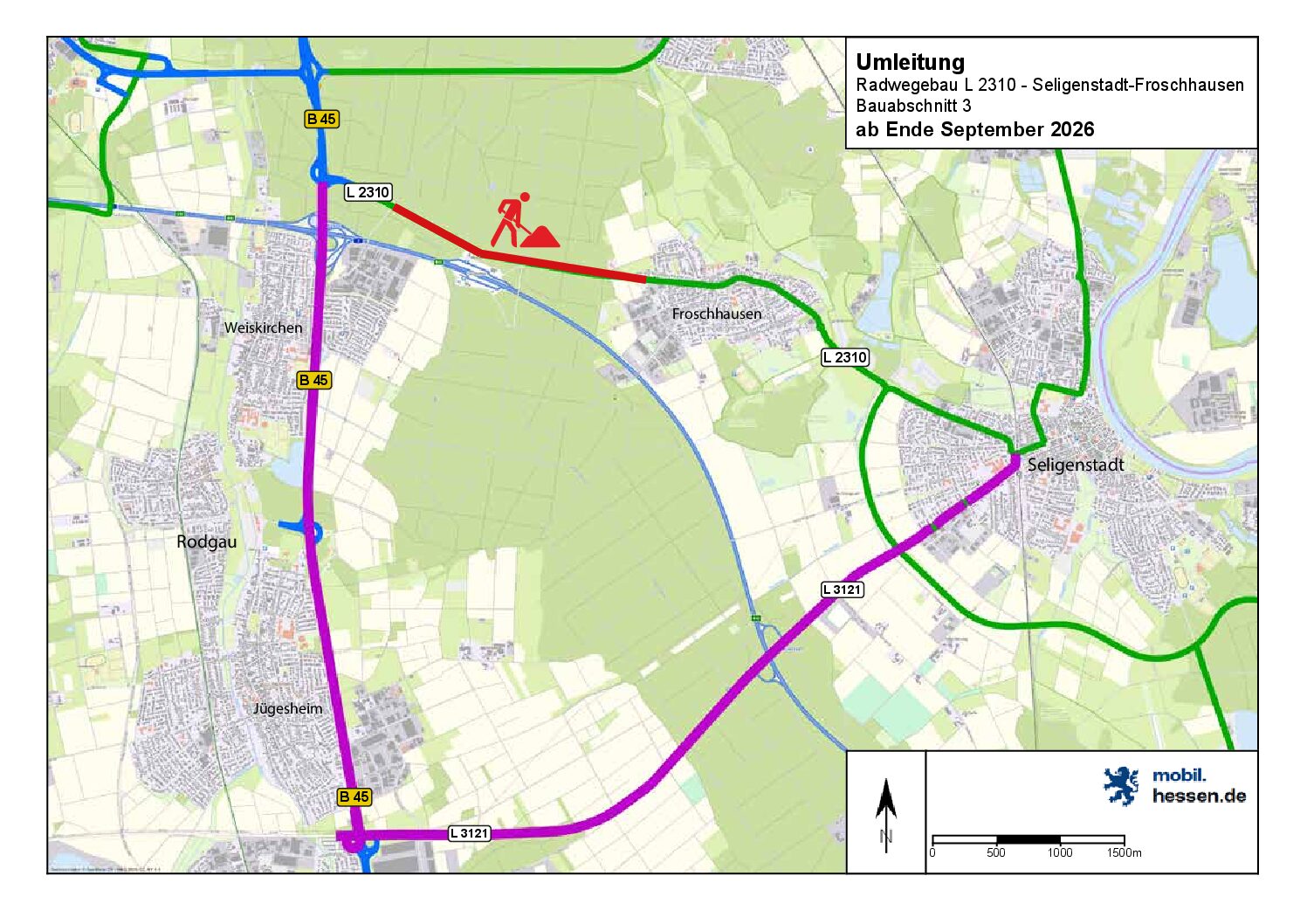 L 2310: Hessen Mobil baut Radweg zwischen Weiskirchen und Froschhausen