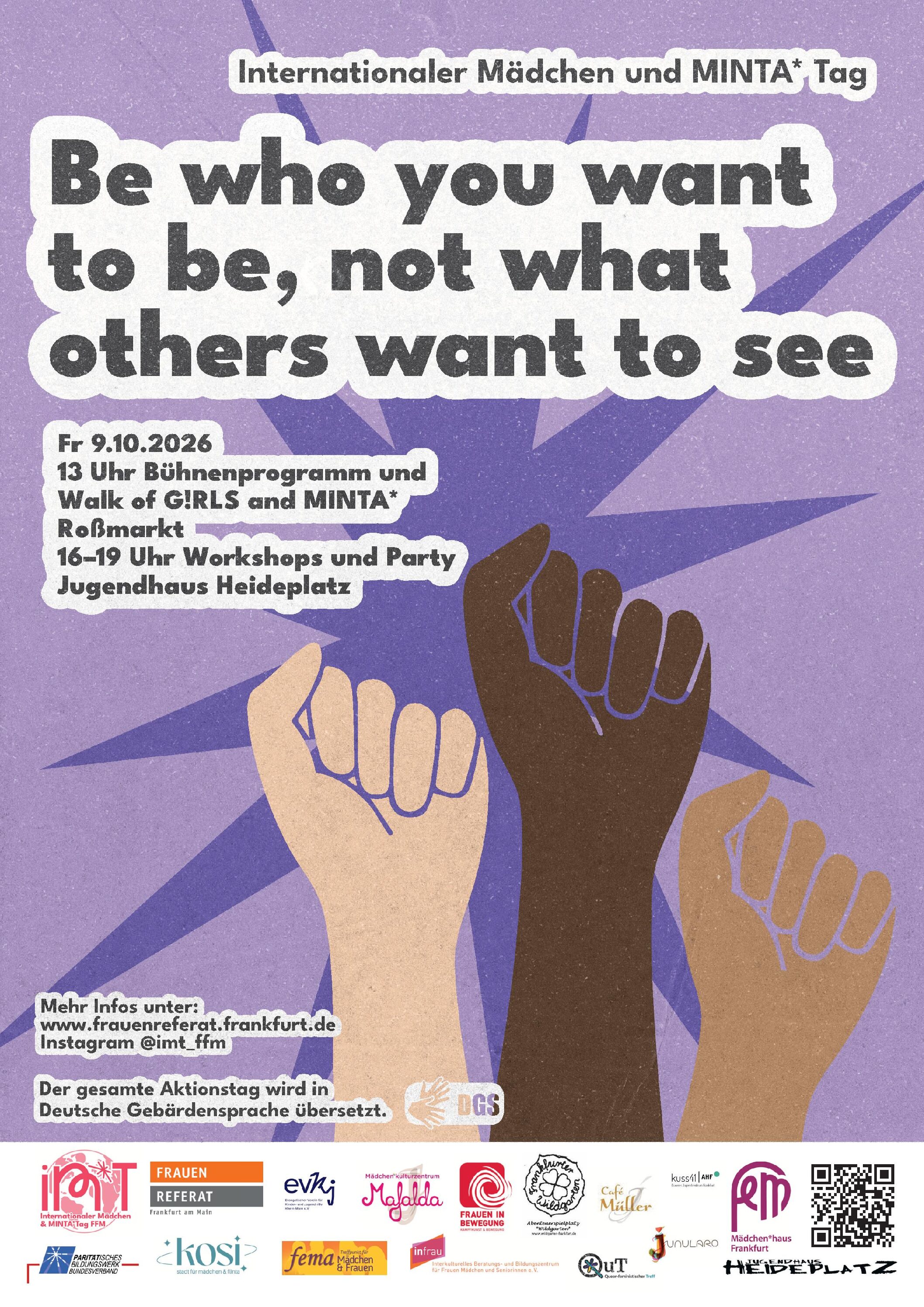 14. „Internationaler Mädchen und MINTA*Tag“ unter dem Motto „Be who you want to be, not what others want to see“ in Frankfurt